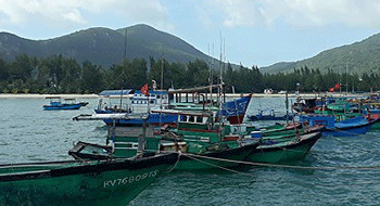 Con Dao Island in Vietnam against the typhoon of Temblin